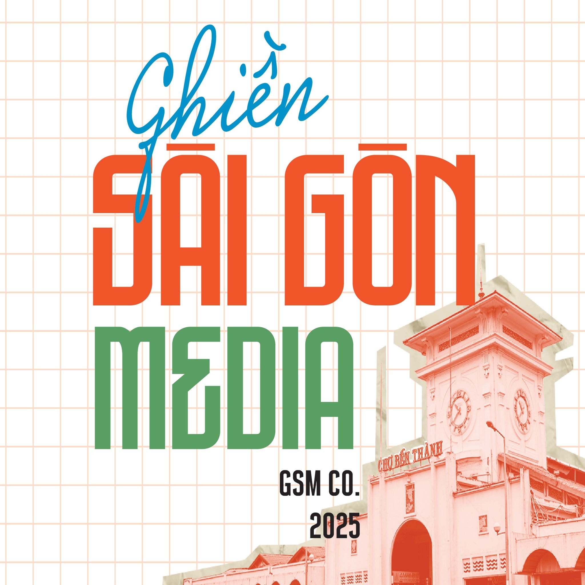 Nhận diện Ghiền Sài Gòn Media, màu cam xanh dương xanh lá